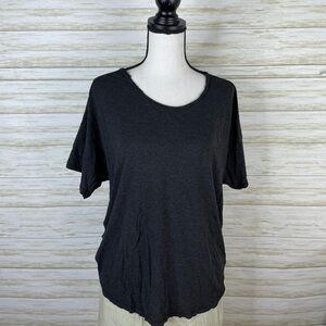 Aritzia Wilfred Dark Charcoal Slouchy Raw Hem Tee